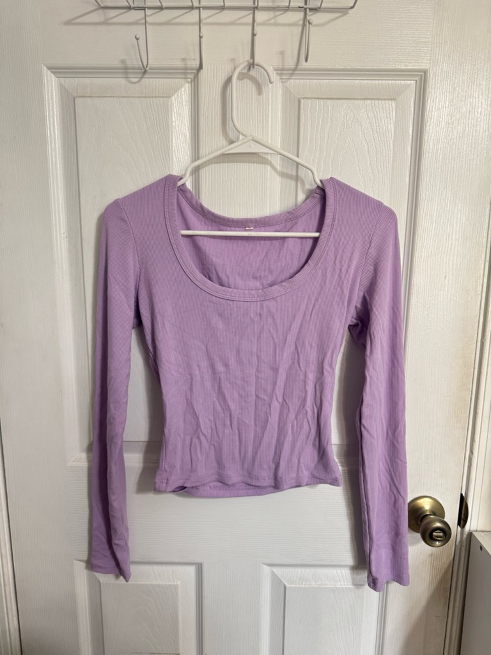 Amazon Lavender Scoop Neck Long Sleeve Top